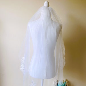 36&quot; Fingertip Lace  Wedding Veil with Comb, Ready to Ship,Bridal Veil, One Tier Veil, Soft Wedding Veil, Simple Veil,bridal wedding veil