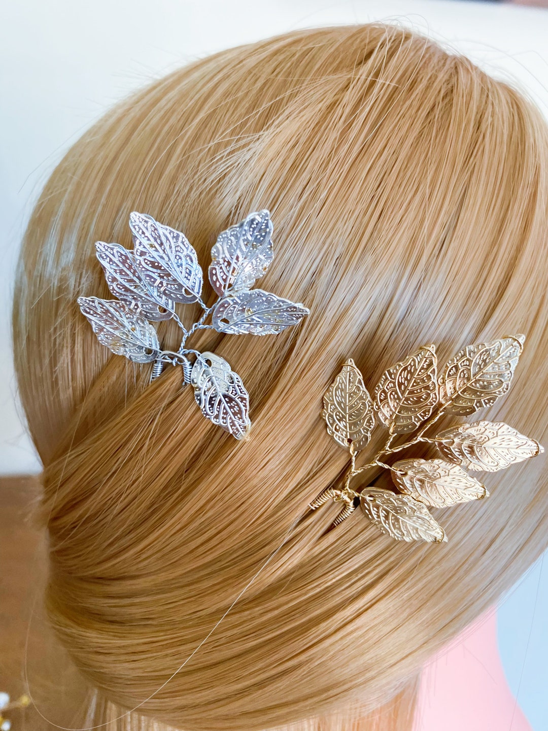 Gold silver Leaf Vine Bridal Hair Pins boho Leaf Headpiece wedding Hair gold-silver-leaf-vine-bridal-hair-pins-boho-leaf-headpiece-wedding-hair