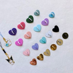 Colorful Metal/Plastic Heart Phone Charm Holder,Loop for Phone Charms,Kawaii Accessories,Kawaii Charm Hook,Cute Gifts,Anime Phone Charm Hook