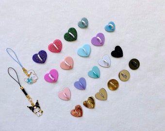 Colorful Metal/Plastic Heart Phone Charm Holder,Loop for Phone Charms,Kawaii Accessories,Kawaii Charm Hook,Cute Gifts,Anime Phone Charm Hook