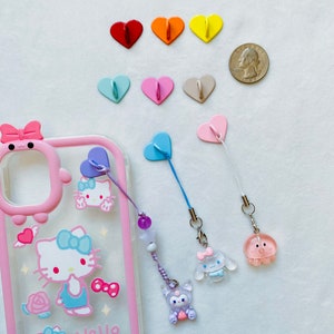 Colorful Metal Heart Phone Charm Holder,Loop for Phone Charms,Kawaii Accessories,Kawaii Charm Hook,Cute Gifts,Anime Phone Charm Hook