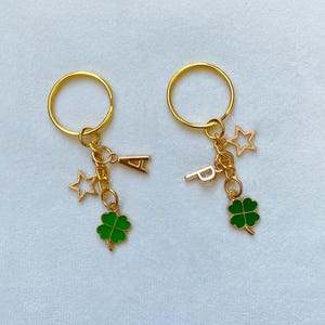 Four Leaf Clover Lucky Charm,Four Leaf Clover Keychain,Lucky Charm,Shamrock Pedant,Pressed Flower,Homewarming Wishing,Alphabet Initials