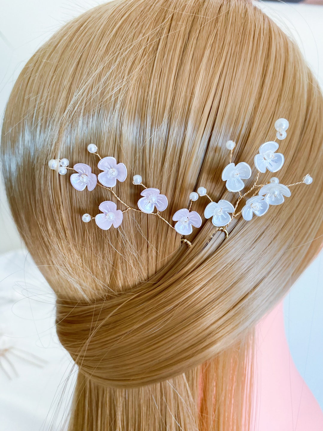 Bridal Small White/pink Flower Pearl Hair Pins,wedding Style  display picture 2