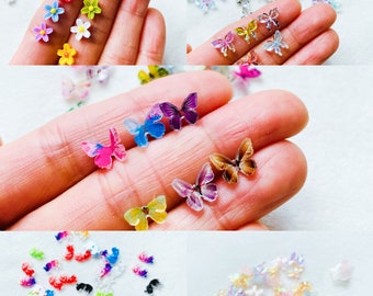 8mm Random Micro Miniature Butterfly/Flower/Fish,Nail Supply,Fairy Garden,Craft Supply, Kawaii Butterfly,Ready to Ship,Dollhouse Miniature
