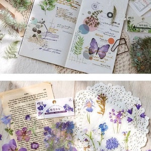 40 Stück Blumen-Aufkleber, Gänseblümchen-Aufkleber, Pilz-Collage, Journal, Sammelalbum, Harz-Plant-Handwerk, Lieferung, transparente Aufkleber