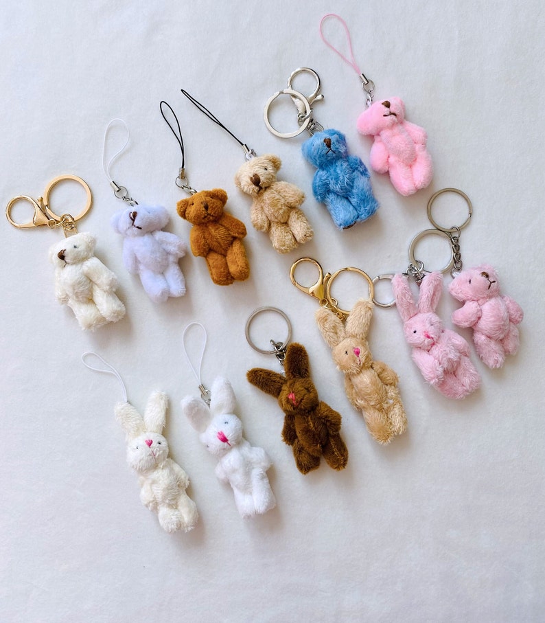 Cute Anime Bunny/bear Plush Phone Charm/keychainkawaii Etsy