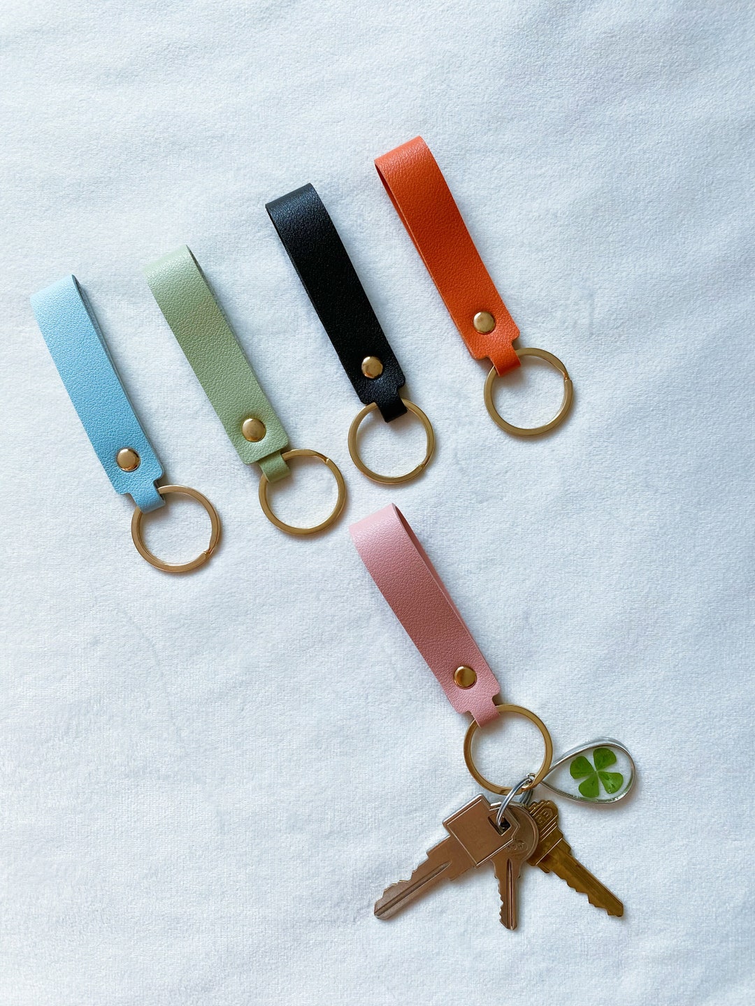 Simple Handmade Mini Leather Keychain, Leather Key Holder,gift for Her ...