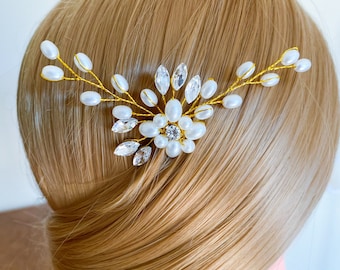 2/4pcs Bridal White Pearl Hair Pins,Wedding Style Pins,Bridal Hair Accessories,Gold Hairpin,Wedding Hair Clip,Hair Jewelry,Floral Pin