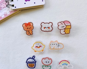 Schattige beer, konijn, regenboog acrylclip, bindmiddelclip, kawaii paperclip, briefpapier, kantoorbenodigdheden, klaar voor verzending, kawaii accessoires, leuke cadeaus