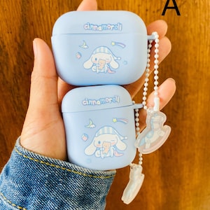 Custodia per Airpods Kawaii con ciondolo, Airpods carini, custodia in silicone, custodia trasparente, idea regalo, regalo per lei, accessorio carino