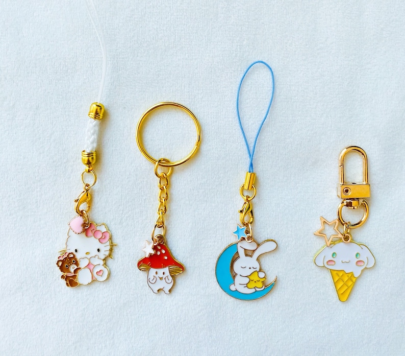 Bunny,cat,bear,puppy kawaii phone charm,planner charm,Easter gift,kawaii accessories,phone strap,kawaii charm,cute gifts,anime phone charm imagem 2