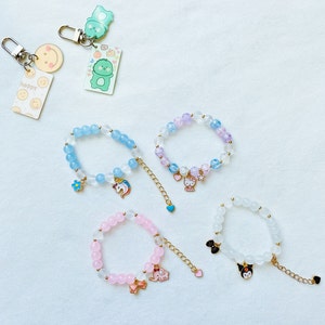 Cute Girl Bracelet,Christmas Gift,Good Luck Jewelry,Kawaii Women Gemstone Bead Bangle, Sweet Dangle Charm,Y2K Style Bracelet