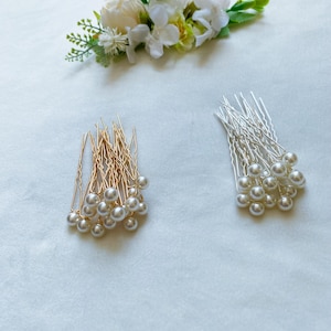 Set of 16 Bridal White Mini Pearl Hair Pins,Wedding Style Pins,Bridal Hair Accessories,Silver or Gold Hairpin,Pearl Pin,Wedding Hair Clip