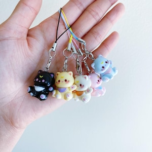 Kawaii 3D kat telefoonbedel, schattige planner-bedel, leuk cadeau, kawaii-accessoire, telefoonriem, leuk cadeau, anime-bedel, schattige planner/airpods-bedel