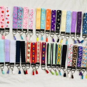Strawberry,cherry,daisy,butterfly,panda,cow,baseball,football,dog key wristlet with tassel,keychain,ready to ship,lanyard