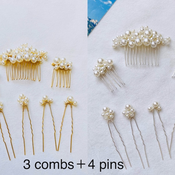 Bridal White Pearl Hair Pin,Wedding Style Pin,Bridal Hair Accessories,Silver or Gold Hairpin,Pearl Pin,Wedding Hair Clip,Bridesmaid Hair Pin