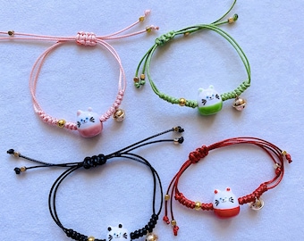 Cute Adjustable Lucky Cat Bracelet,Lucky Bracelet,Gift for Her,Amulet Bracelet,Christmas Gift, Cat Bracelet,Wish Bracelet,Good Luck Jewelry