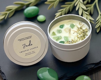 Small Jade crystal soy wax candle