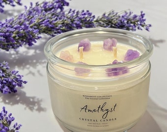 Double wick Amethyst Crystal Soy Wax Candle