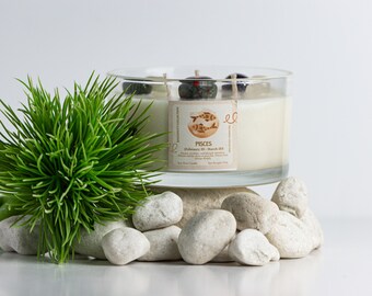 Pisces Zodiac Gemstone Soy Wax Candle