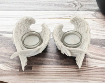 Set of 2 Angel Wing tealight candle holder