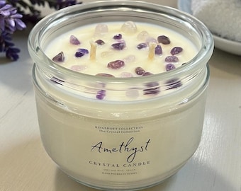 Double wick Amethyst Crystal Soy Wax Candle