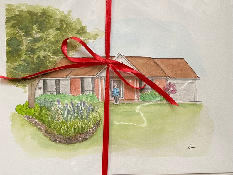 Hand Painted Watercolor House Portrait Custom image 5