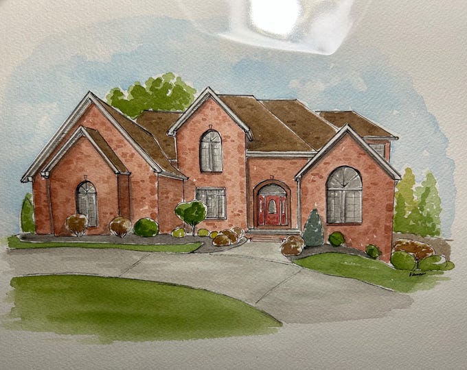 Hand Painted Watercolor House Portrait Custom - Etsy