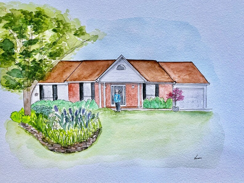 Hand Painted Watercolor House Portrait Custom Etsy