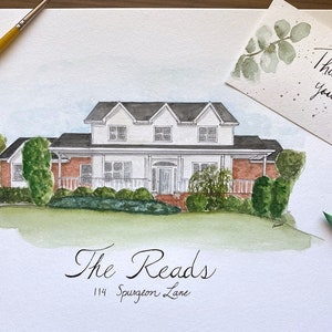 Hand Painted Watercolor House Portrait Custom