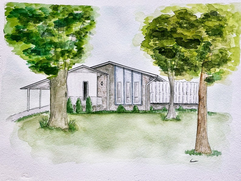 Hand Painted Watercolor House Portrait Custom Etsy