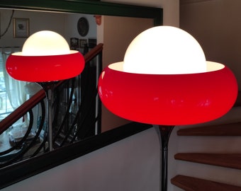 Meblo Guzzini Tulip Floor Lamp: Red Mid Century Italian Design