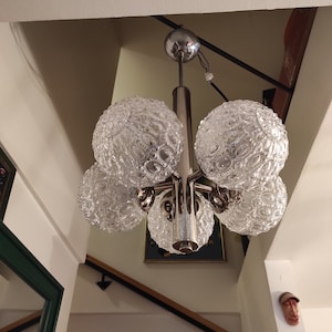 Richard Essig Sputnik Chandelier, Space age pendant light, Atomic age lamp, Design light, Vintage Orbit ceiling light, Made in Germany 70&#39;s