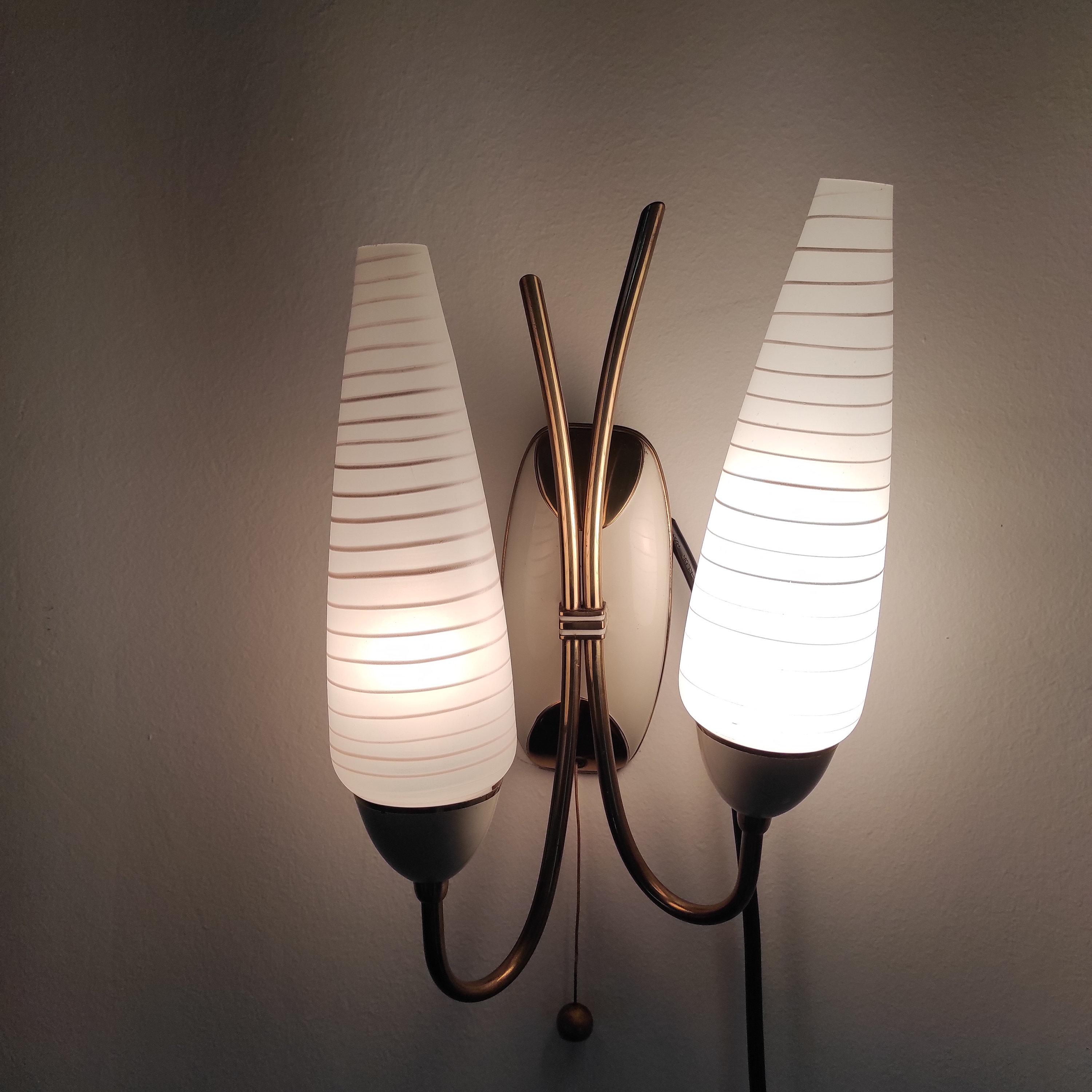 Mid Century Wall Sconces, MCM Sconces, Vintage Wall Lamp, Brass and ...