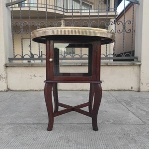 Vintage art-deco bijzettafel: messing tafelblad, Oostenrijk 1920
