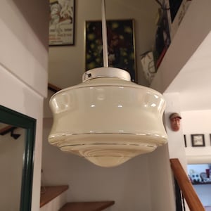 Art Deco ceiling light, Vintage pendant lamp, MCM lamp, Mid century pendant light, Glass chandelier, 1960&#39; light, Space age light
