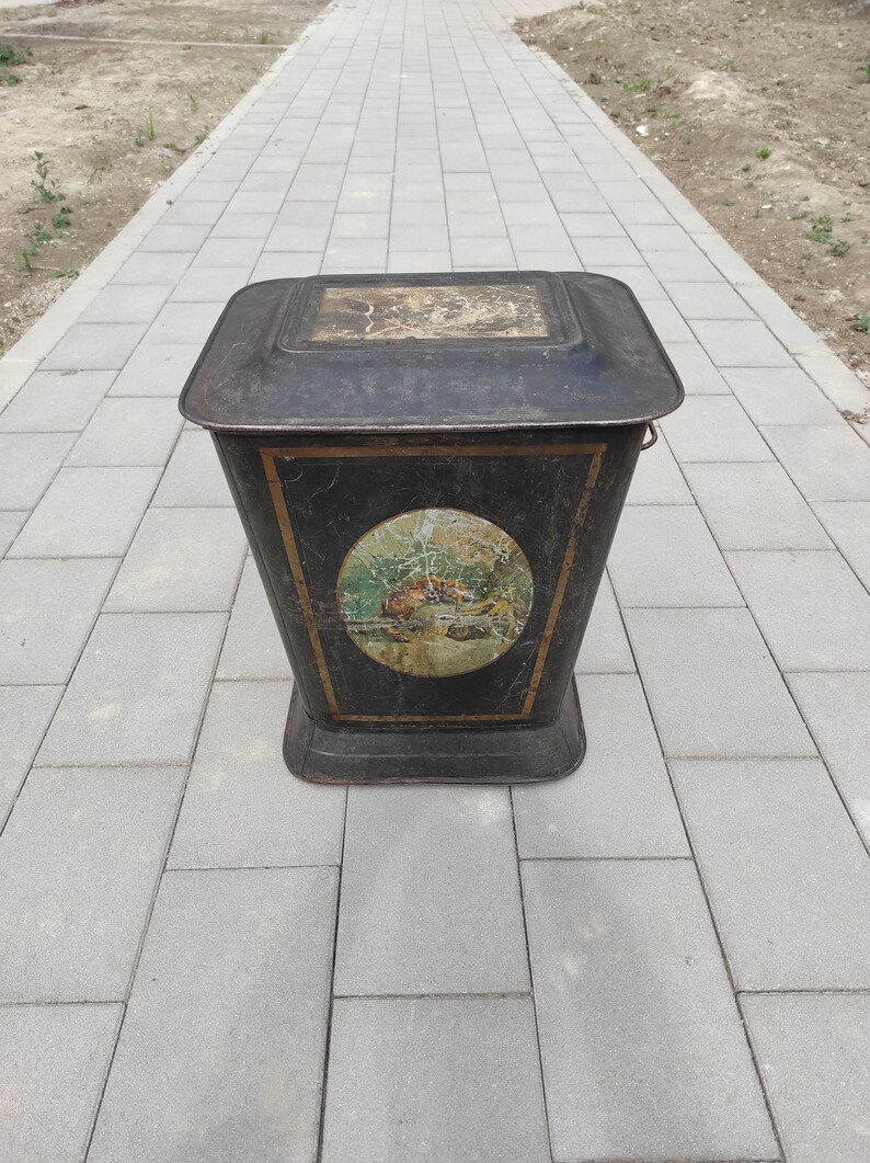 Antique Coal Bin, Vintage Fireplace Coal Storage Box, Antique Fireplace Decoration, 19th Century