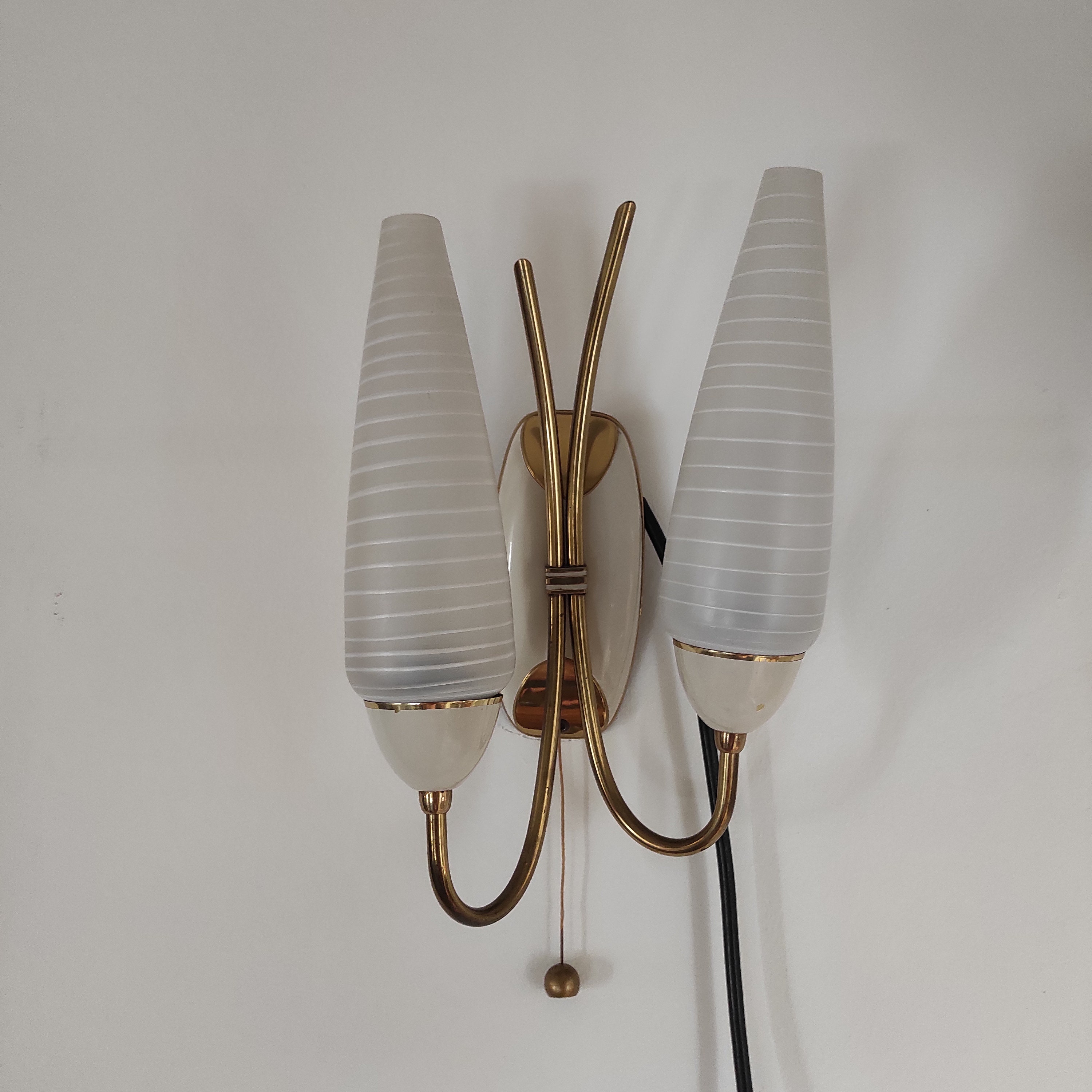 Mid Century Wall Sconces, MCM Sconces, Vintage Wall Lamp, Brass and ...