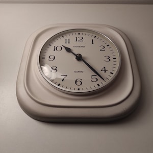 Vintage Dugena Quartz Wall Clock: MCM Ceramic, Made in Germany