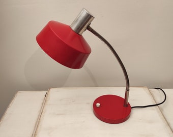 Vintage Red Adjustable Desk Lamp: Mid-Century Modern MCM Design