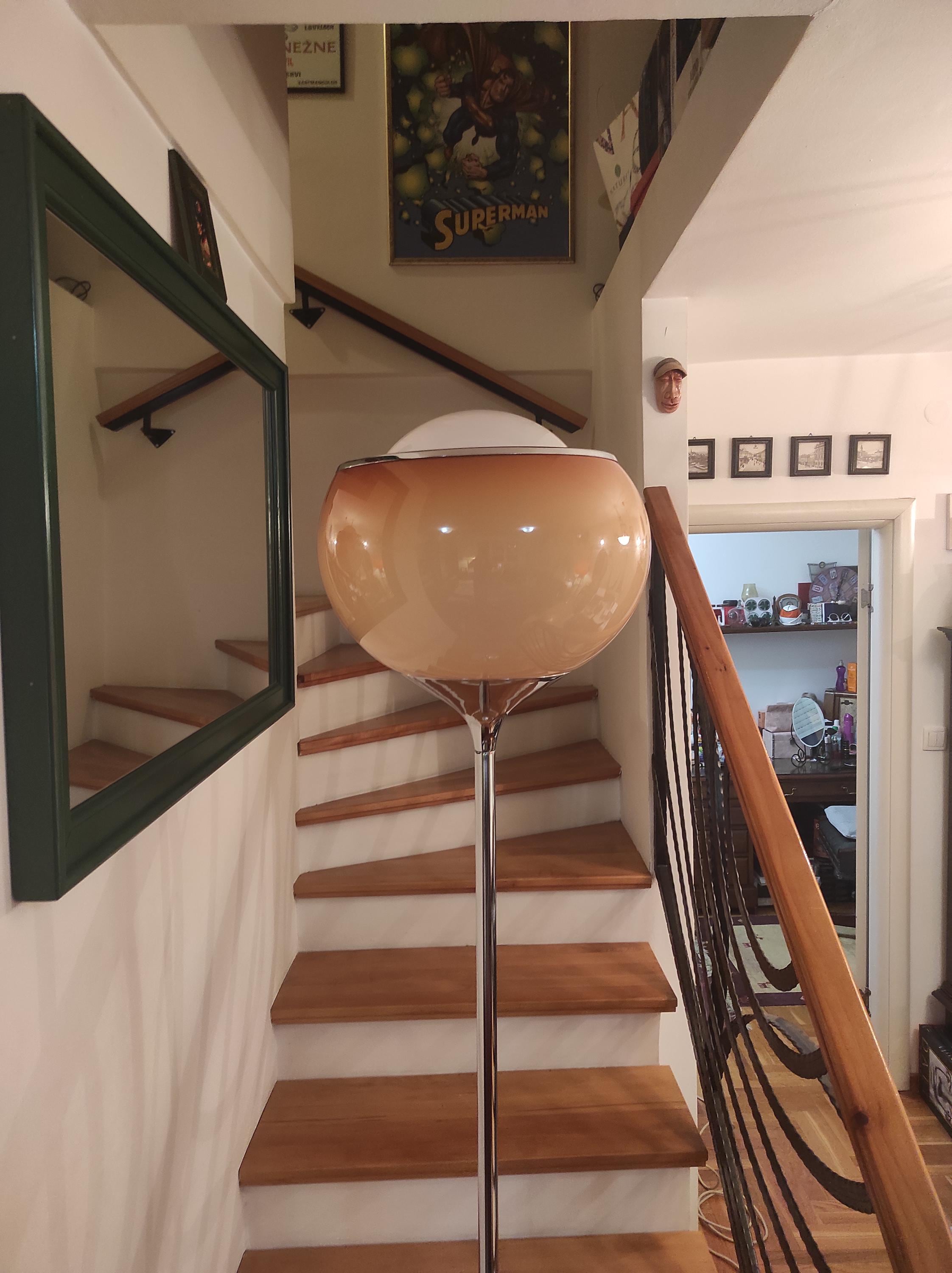 Harvey Guzzini Floor Lamp: Mid-century Modern Chrome 'bud Grande