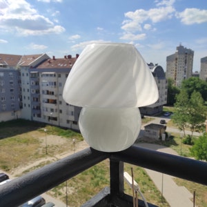 1970s Murano Swirl Glass Mushroom Lamp, Glass Mushroom Lamp, Murano Glass Mushroom Lamp, Vintage Table Lamp, Mid century desk lamp