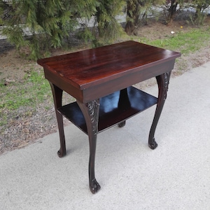 Chippendale Console Table: Vintage Carved Wood Side Table