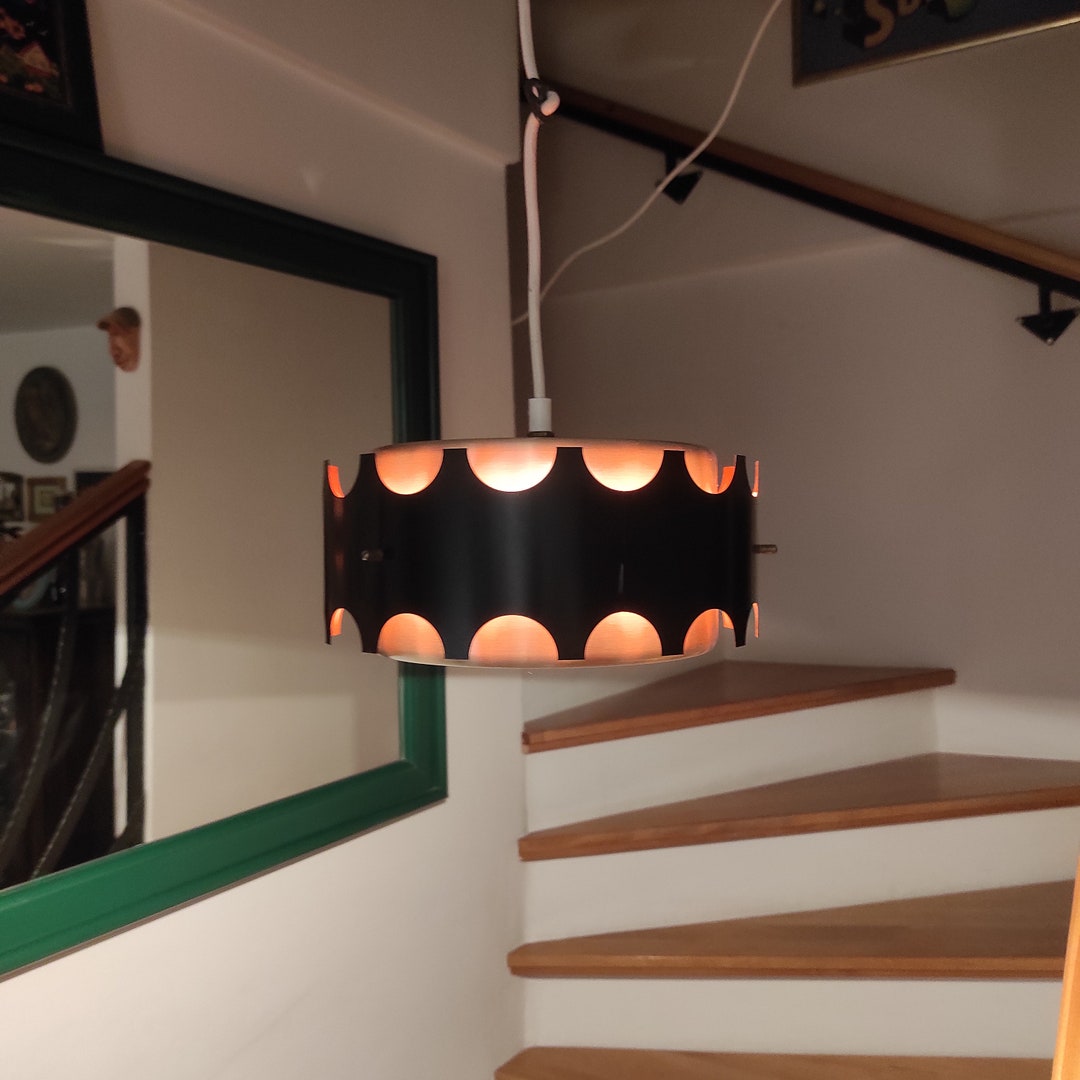 Mid Century Modern Pendant Light, Vintage Danish Ceiling Lamp, Copper