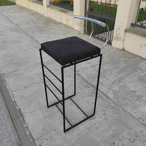 Vintage Bauhaus Bar Stool: German MCM Leather Seat