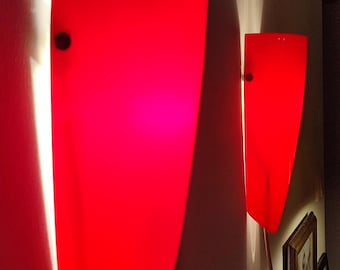 Vintage Ferrari Red Glass Wall Sconce: Italian MCM Design Lamp
