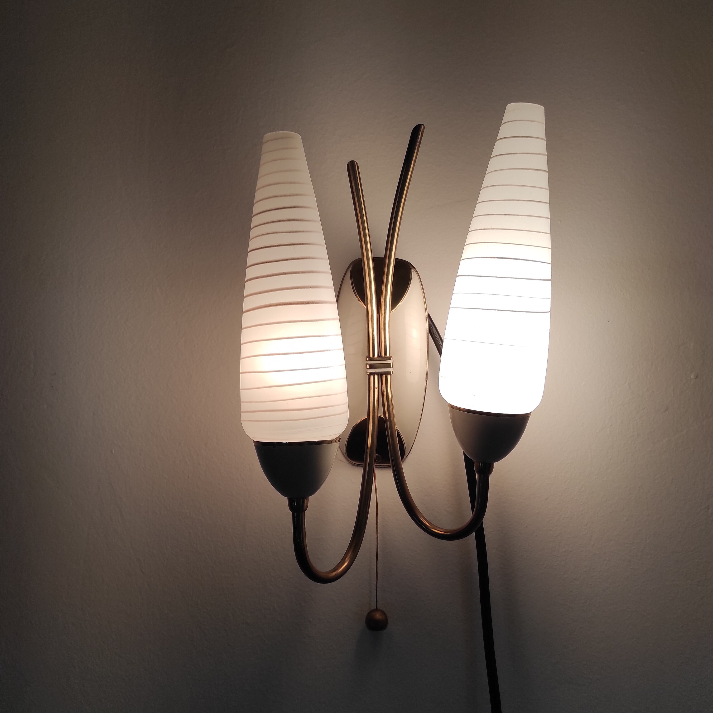 Mid Century Wall Sconces, MCM Sconces, Vintage Wall Lamp, Brass and ...