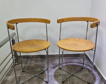 Coppia di sedie da pranzo pieghevoli "Soley" di Valdimar Hardarson per Kusch Co, stile Mid-Century, sedie vintage, Germania anni '80.