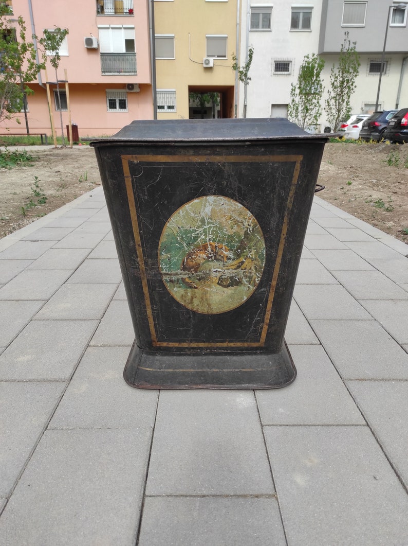 Antique Coal Bin, Vintage Fireplace Coal Storage Box, Antique Fireplace Decoration, 19th Century