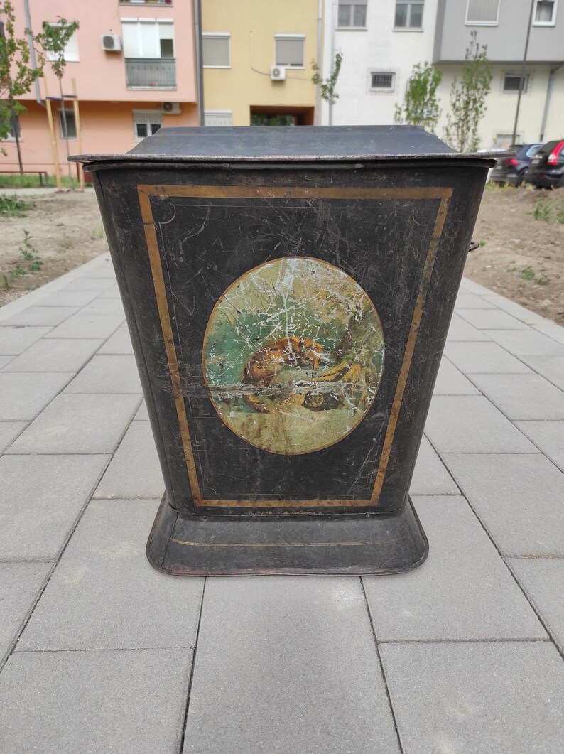 Antique Coal Bin, Vintage Fireplace Coal Storage Box, Antique Fireplace Decoration, 19th Century